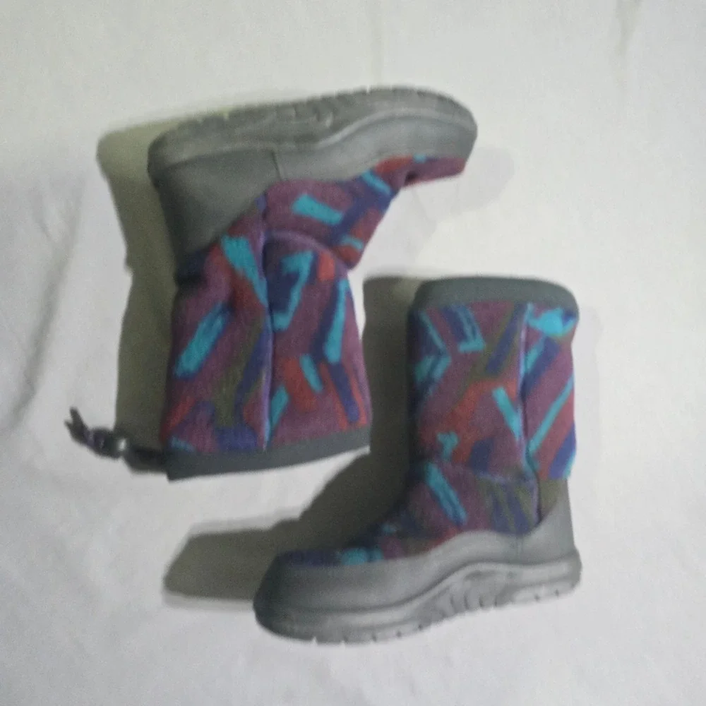 vintage 90s LL Bean Winter Boots Womens 8  Geometric Fleece Lined